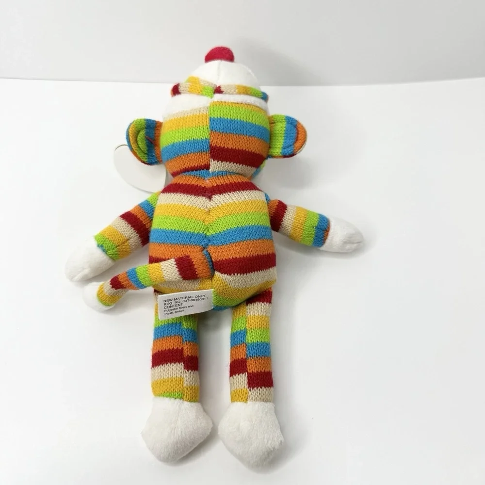 Ty Beanie Baby Socks the Sock Monkey Multicolor Stripes 9